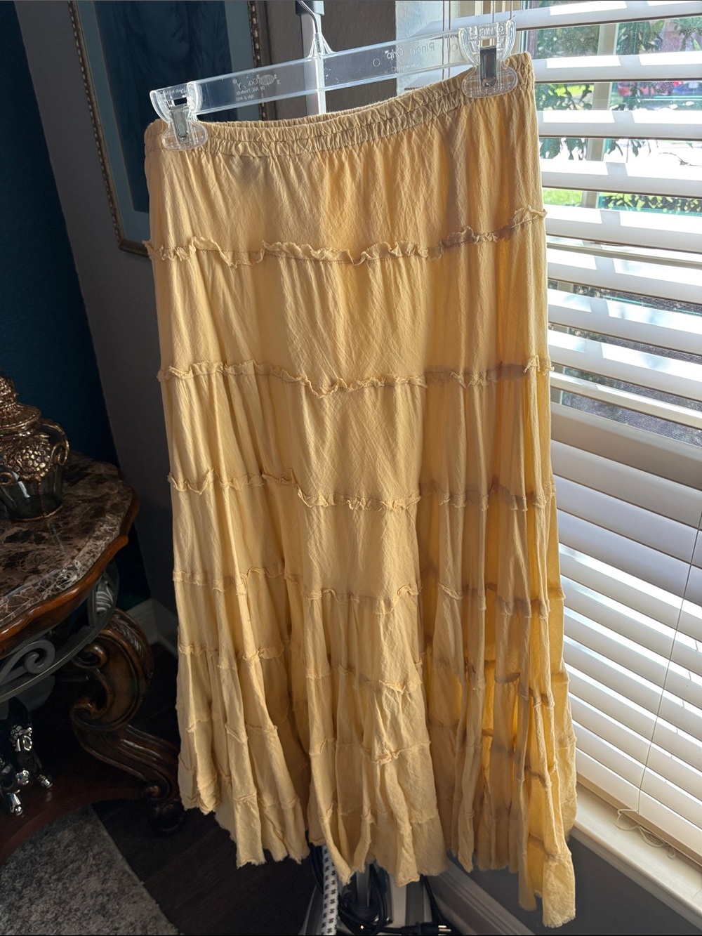 Yellow Tiered Maxi Skirt